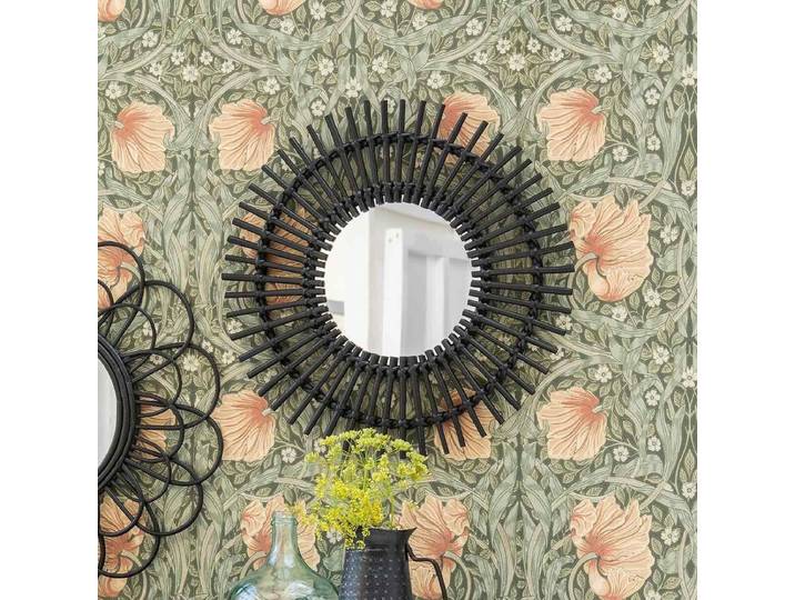 Miroir rond forme soleil en rotin noir 56 cm Moka