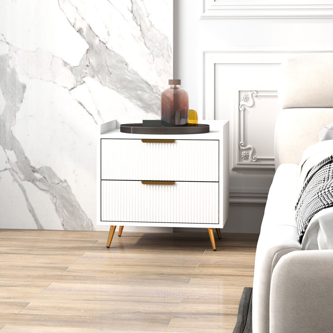 Fairmont Park Alcantera 50cm W Bedside Table White 50cm H X 50cm W X 40cm D