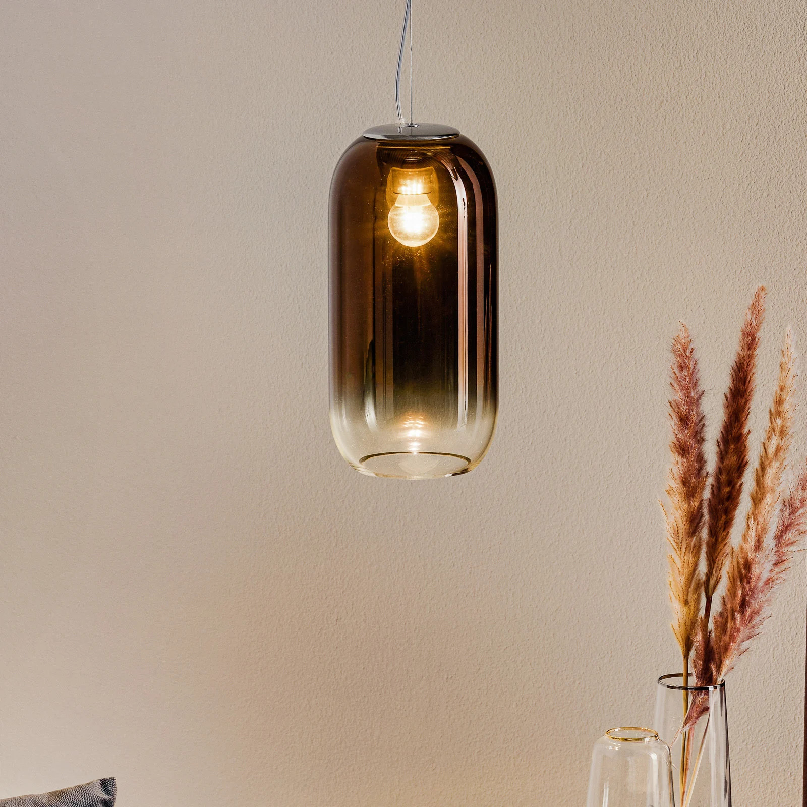 Artemide Gople Mini Hanglamp Bronze met Glas