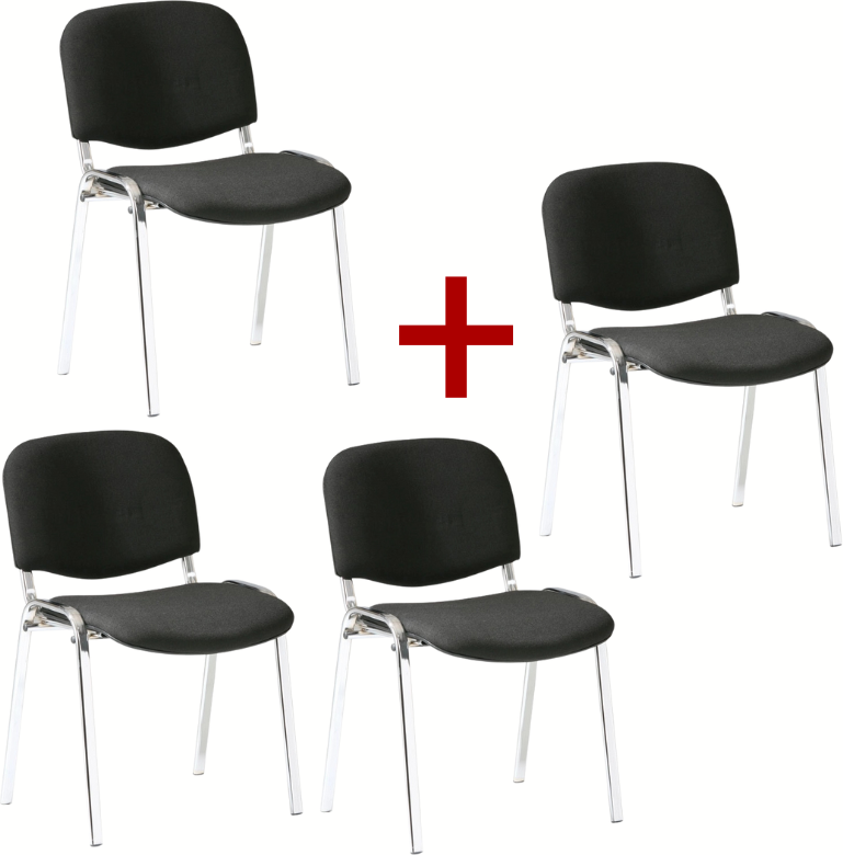 Antares Konferenzstühle VIVA chrom, 3+1 GRATIS, schwarz