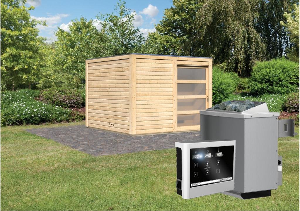 KARIBUHOLZT Sauna Cuben, 9kW ext. Strg. bronz.GGT 09238953