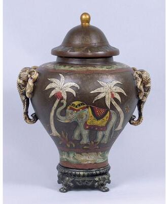 Orchard Creek Designs "Elephant 21"" Ceramic Urn, Gray"