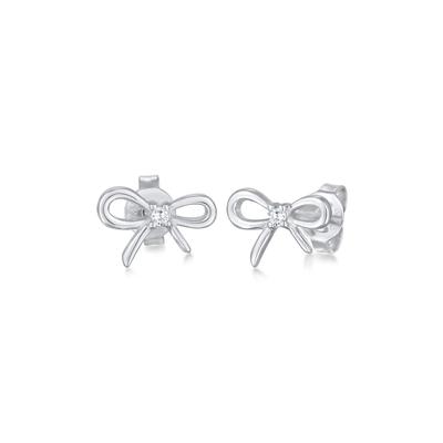 Paar Ohrstecker ELLI "Ohrringe Schleife Zirkonia Romantik 925 Silber" Gr. 7, silber, Ohrringe, Damen, 7,mit Stein, Silber 925 (Sterlingsilber)