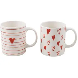 Kaffeebecher 2tlg. Porzellan Rot