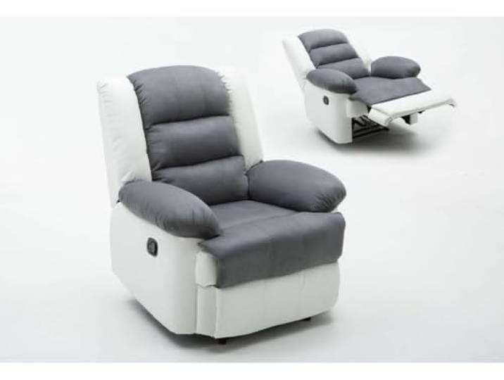 Relax-Sessel Buckingham - 85 x 93 x 100 cm - Weiß / Hellgrau
