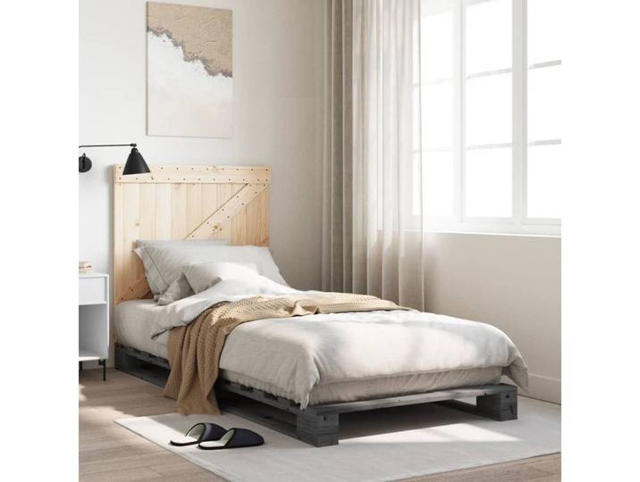 furnicato Bettgestell Massivholz 200x90x104 cm in Grau (1-tlg), Schlafmöbel mit 20 mm Brettstärke, stabilen Latten und Rückenstütze