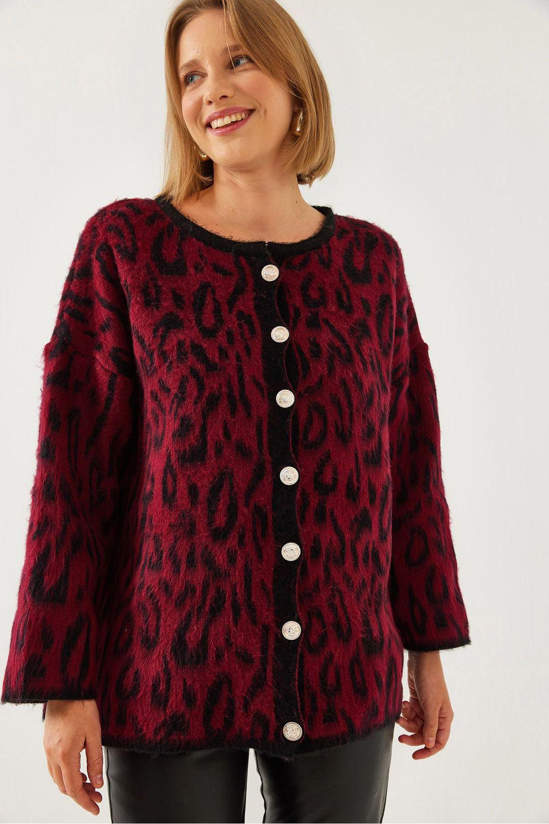 Oversized Geborduurde Brei Cardigan