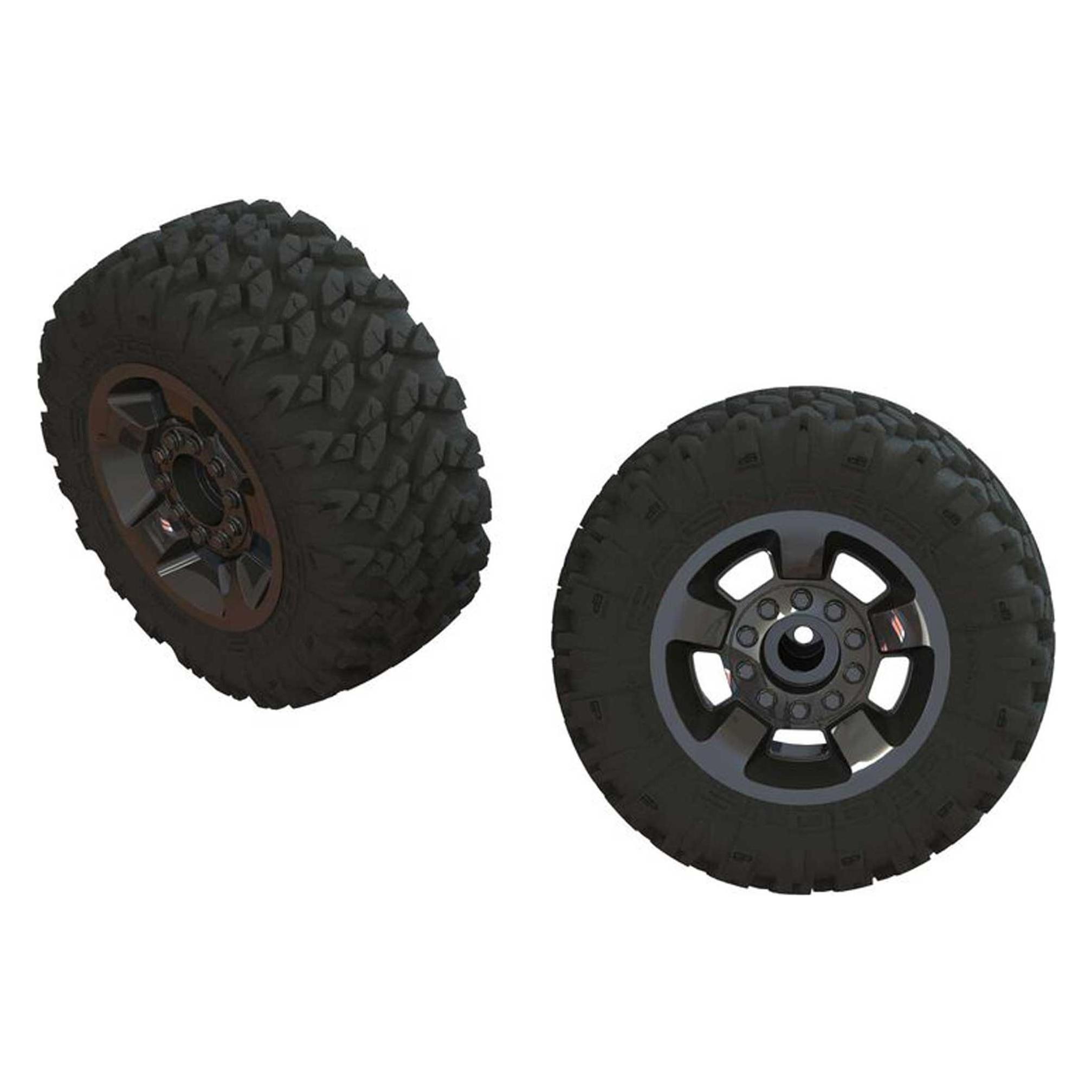 Arrma AR550053 Ragnarok Mt' Tire ST Glued(Blk Chrome)(2) (ARA550053)