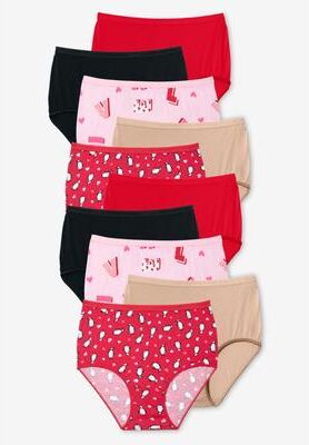 Plus Size Women's Full Coverage Cotton Brief 10-Pack by Comfort Choice in Winter Hearts Pack (Size 8) Underwear