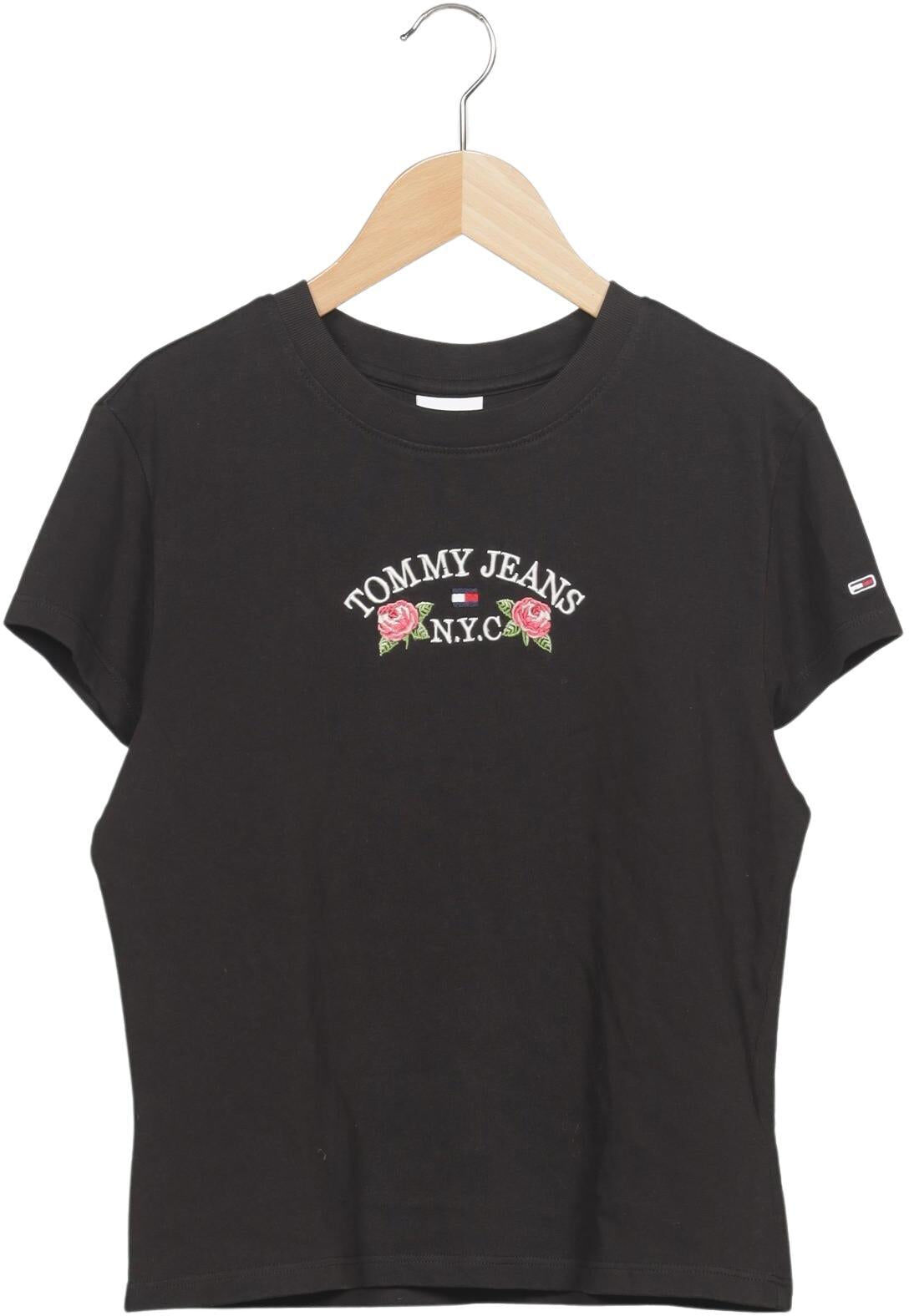 Tommy Jeans Damen T-Shirt, Schwarz, Gr. M, Baumwolle - Second Hand