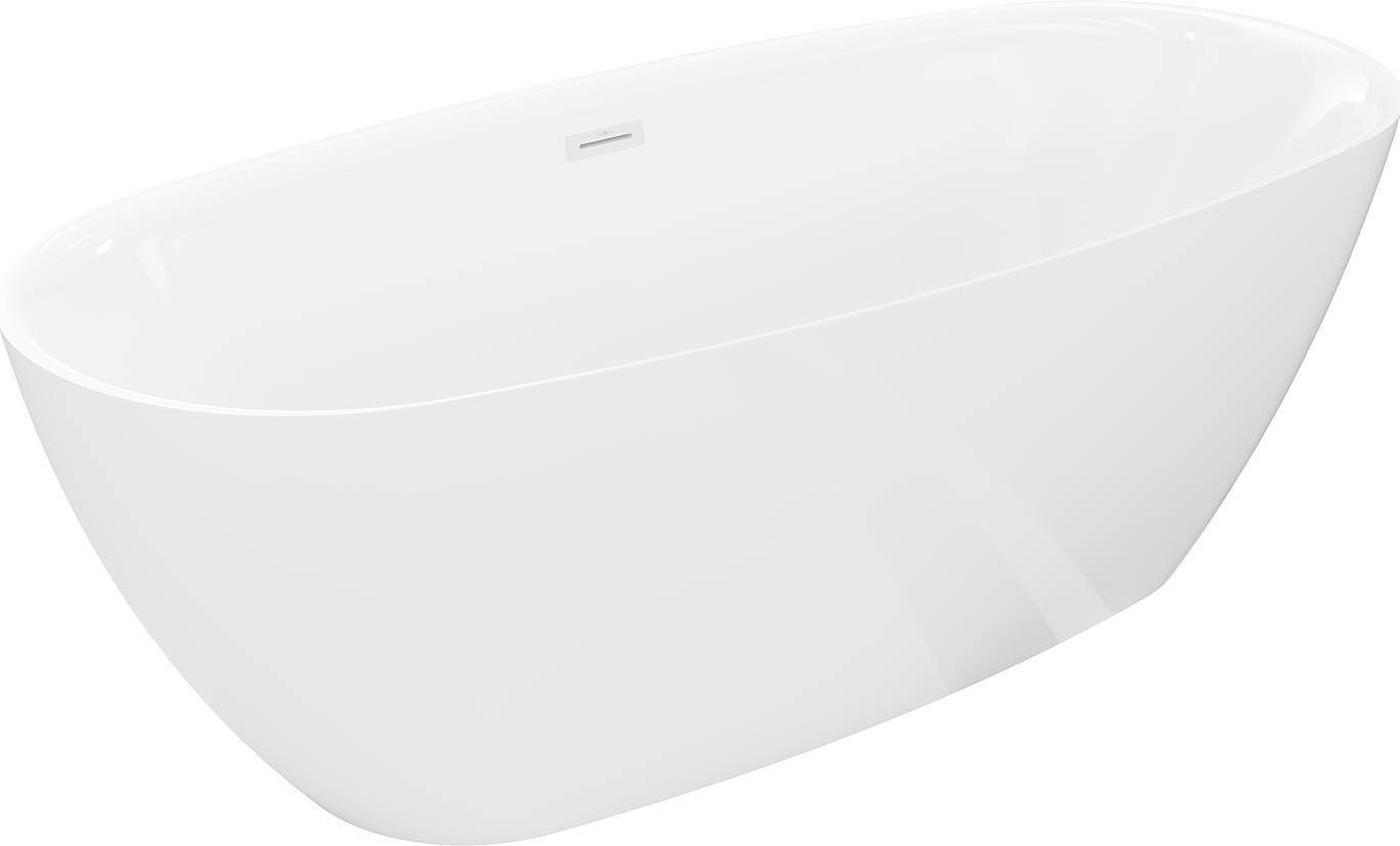 Mexen Luvo Slim freistehende Badewanne 170 x 75 cm, weiß, weißer Überlauf - 52801707500-20