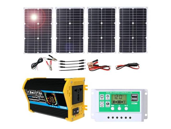 100-W-Solarpanel-Kit mit 6000-W-Wechselrichter und 50-A-Controller(Black,100W)