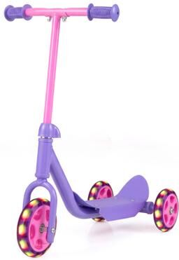 Costway 3 Wheels Scooter for Kids Age 2+ with LED Light-Up Wheels and Wide Anti-Slip Deck-Purple