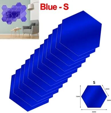 Combo Retail Shop Hexagon Acrylic Mirror Wall Sticker, Removable DIY Bathroom Tiles, Gold Silver Mosaic Home Decor blue 80x70x40mm