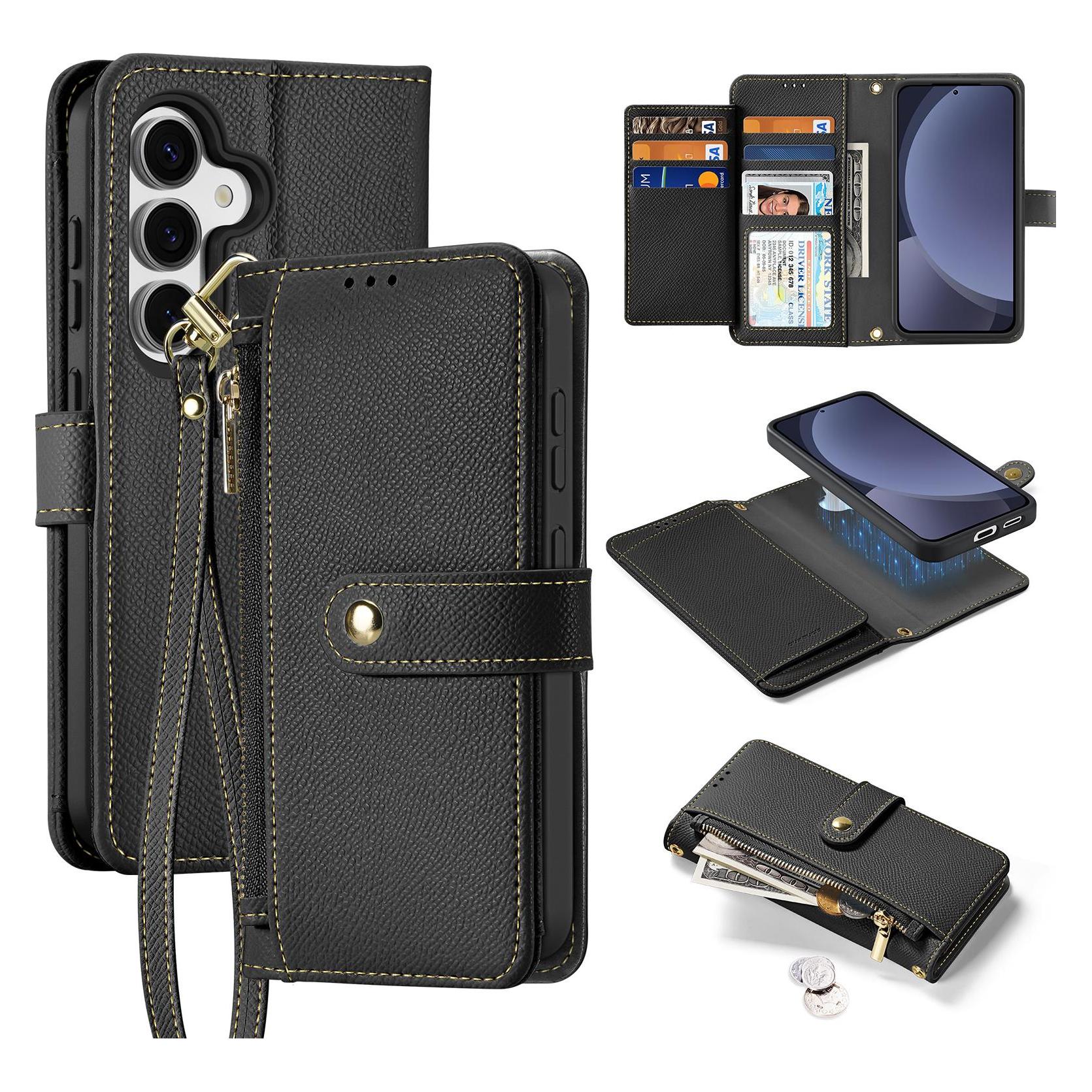 Dux Ducis Lawa Series MagSafe Kunstleder Bookcover Hülle (Samsung Galaxy S25+) (SS S25 Plus Lawa Black)