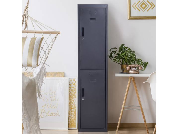 Vinsetto Armoire Métallique 4 Niveaux 2 Portes Verrouillables Noir