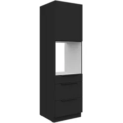 Küchen Hochschrank 60 cm SIENA Schwarz Küchenzeile Küchenblock Küche Einbauküche
