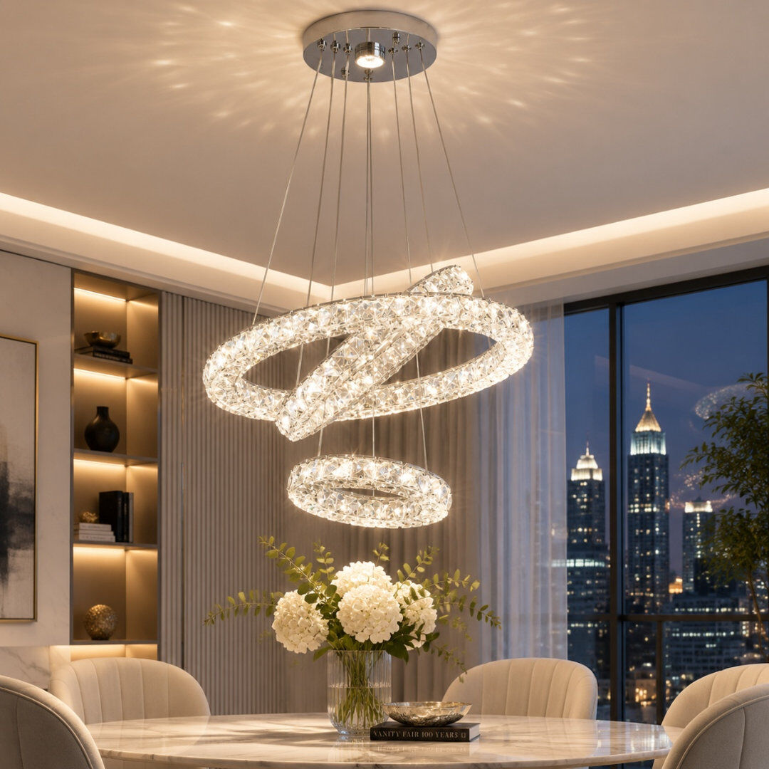 Canora Grey Marvi 1 - Light Integrated LED Chandelier Chrome 40cm W X 40cm D
