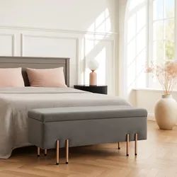 Sitztruhe Dals Samt 118x40x42 cm Grau [en.casa]