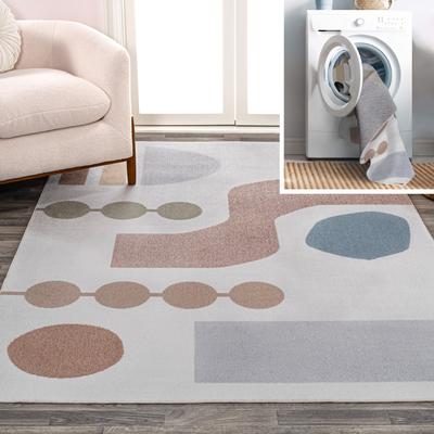 JONATHAN Y Doodle Abstract Coastal Kids & Novelty Machine-Washable Cream/Multi Area Rug