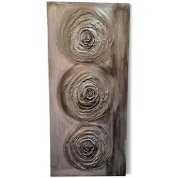 Wandbild 100 x 50 cm Spirale Holz Schwarz