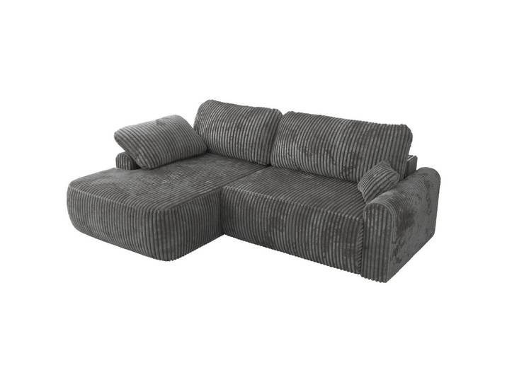 ECKSCHLAFSOFA CUBO L Dunkelgrau Cord - links