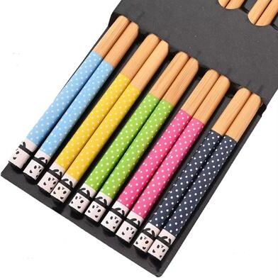 Inspired Finds 5 Pairs Reusable Bamboo Chopsticks Japanese Style Natural Wooden Sushi Chopsticks Set With Cat & Flower Designs colorfulpanda