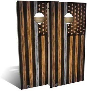 Skip's Garage Charred Corrections Gray Line Outdoor Cornhole Board Set