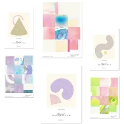 POSTER Set Mit 6 Pastellfarbene Abstrakte Kunst A3 & A4 Rahmenlos