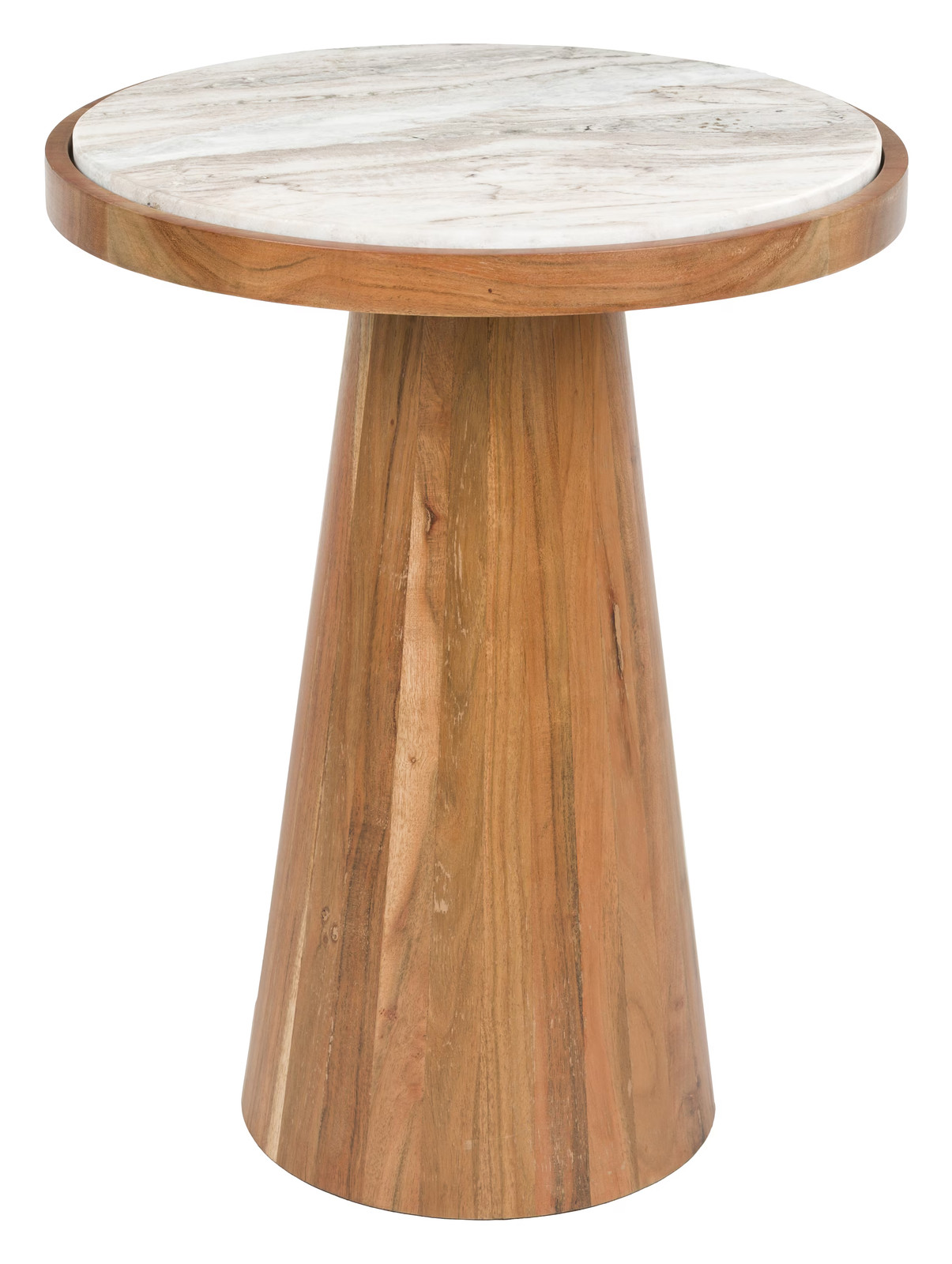 ZILT Ronde Bijzettafel Dejuan Marmer en Acaciahout - Naturel - Diameter: 40 cm