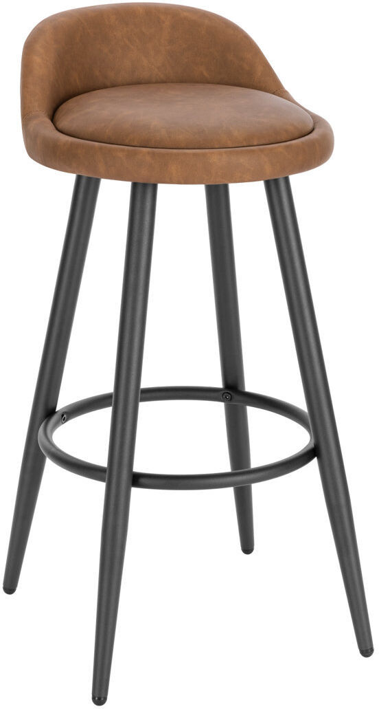 Corrigan Studio Crista Upholstered Faux Leather Bar Stool with Iron Frame Brown 1