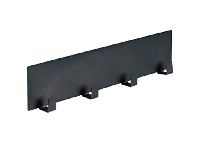 WENKO Magnetische Hakenleiste Mod. Ima Schwarz mit 4 Haken für Textilien und Grillzubehör einfache Befestigung ohne Bohren 30 x 6,5 x 2 cm