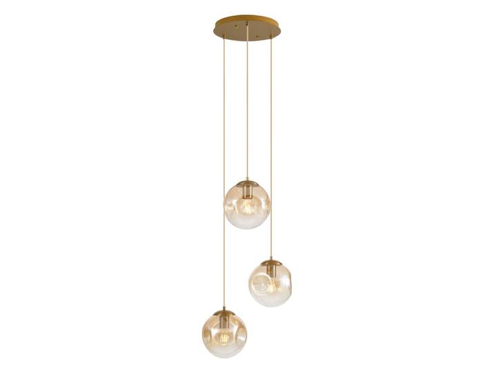 Suspension art déco laiton verre ambré 3 lampes