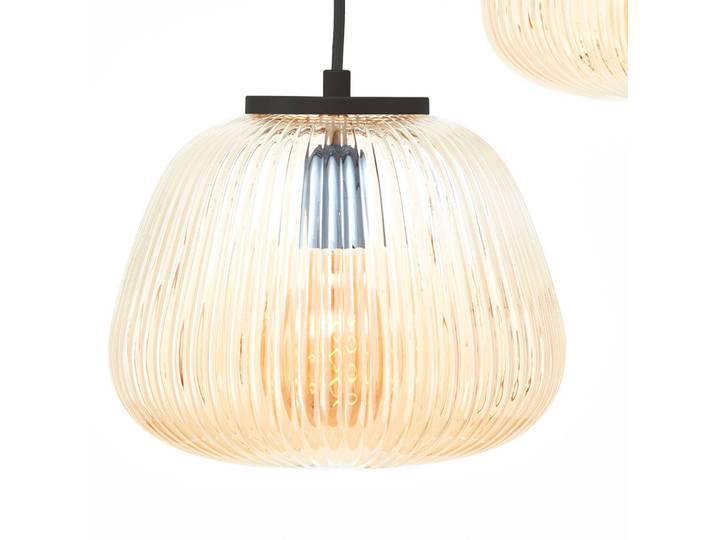 Brilliant Glas Hängelampe Kaizen, dimmbar, creme / amber, für Wohn- / Esszimmer, Metall, Pendelleuchte
