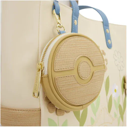 Loungefly Pokémon Floral Tote Bag with Detachable Poké Ball Coin Bag - Official Pokémon License, Polyurethane, 12" x 14" x 4"