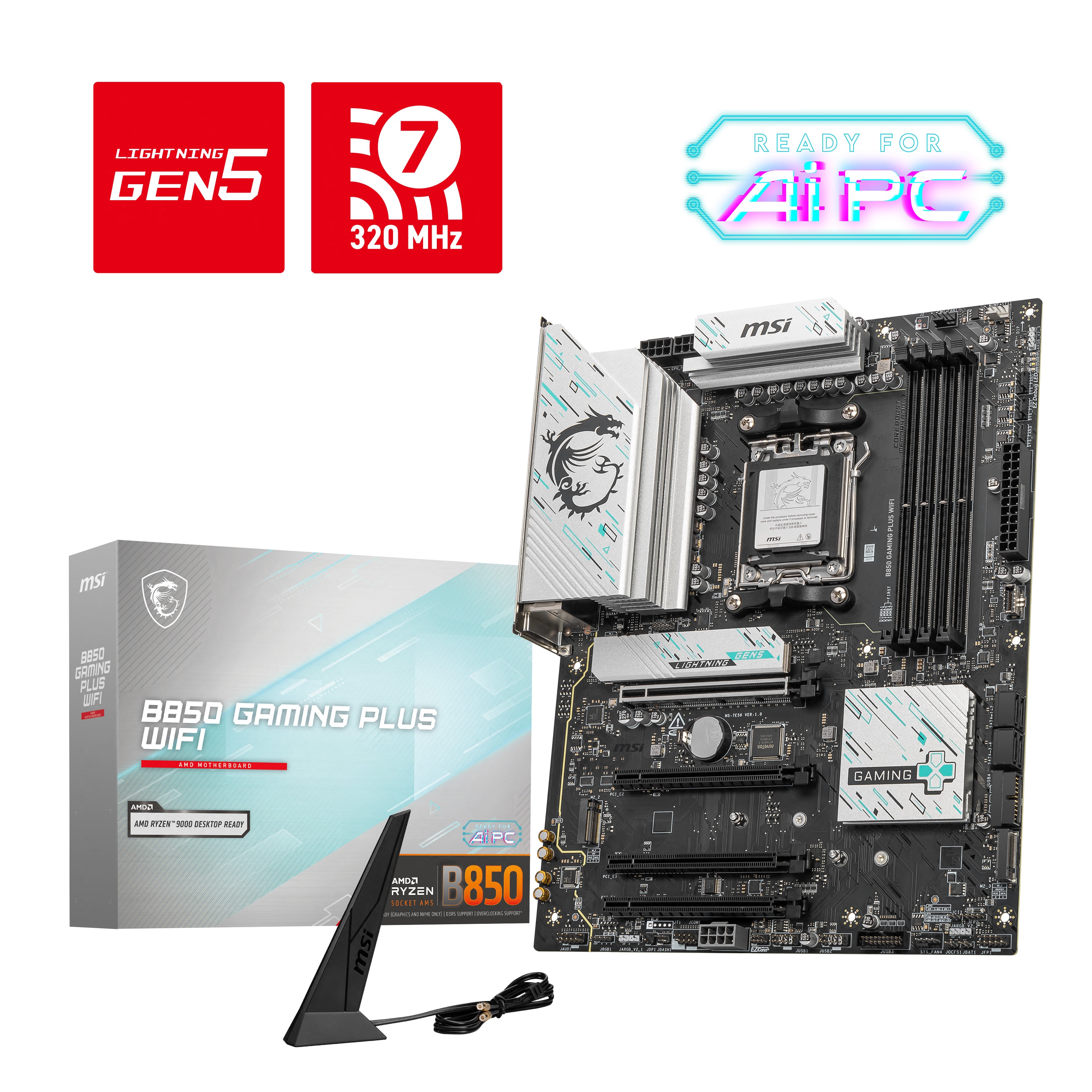 MSI B850 GAMING PLUS WIFI Mainboard AM5 M.2/WIFI7/BT/DP/USB-C 7E56-001R