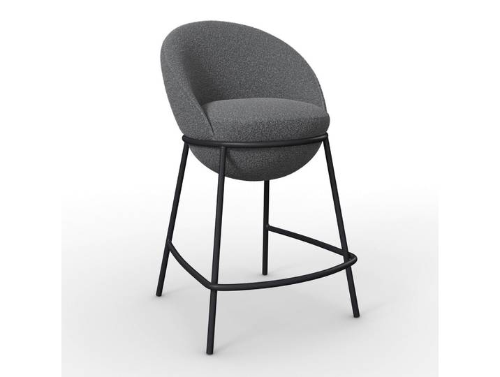 Barhocker Zoa Grau Struktur Gepolstert