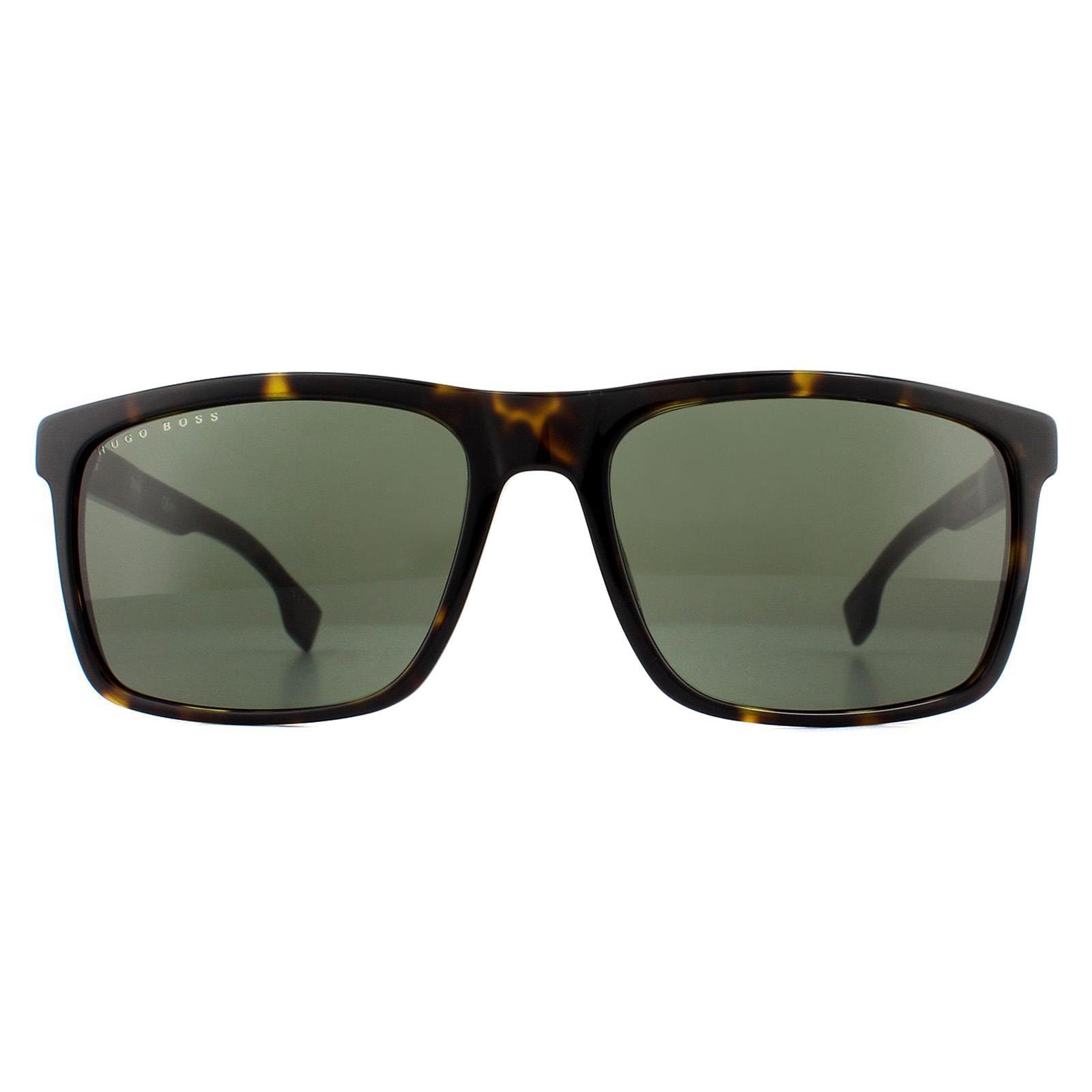 Hugo Boss Rectangle Mens Dark Havana Green Zonnebril
