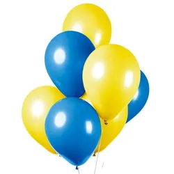 10 Luftballons blau gelb