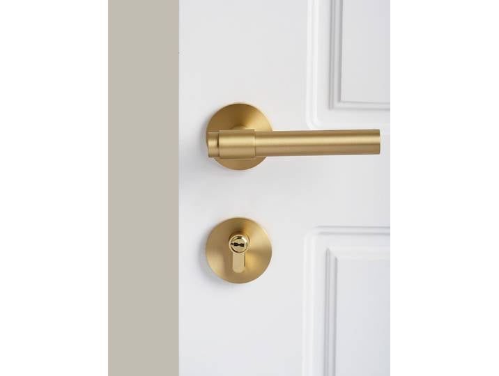 Dooroom Serrure de porte en laiton, poignée minimaliste sans motif, pour chambre et salle de bain, avec verrouillage de confidentialité et fonction passage