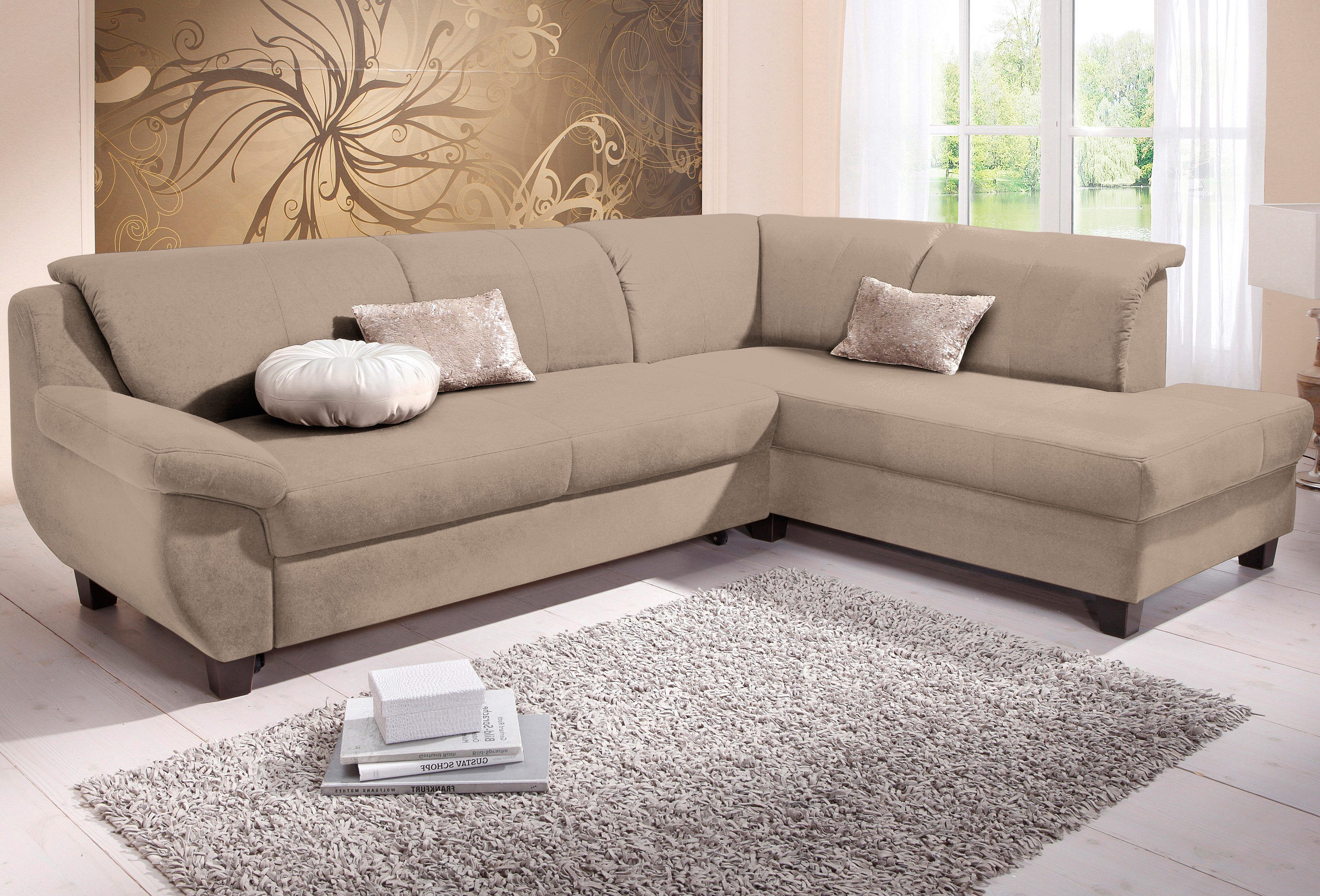 Ecksofa HOME AFFAIRE "Yesterday zeitlos und elegant, bequeme Armlehnen, L-Form", beige (natur), B:254cm H:80cm T:186cm, Struktur (100% Polyester);Primabelle-Microfaser (100% Polyester);Antikleder-Optik Melrose (100% Polyester), Sofas, Ecksofa, Microfaser,