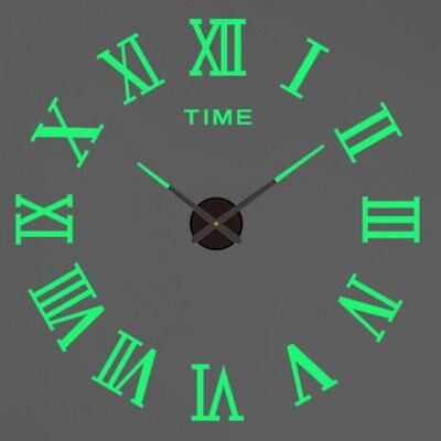 Uplifted Goods Contemporary 3D Oversized DIY Mirror Wall Clock 033 Luminous 1.31 1.64 Ft 2d