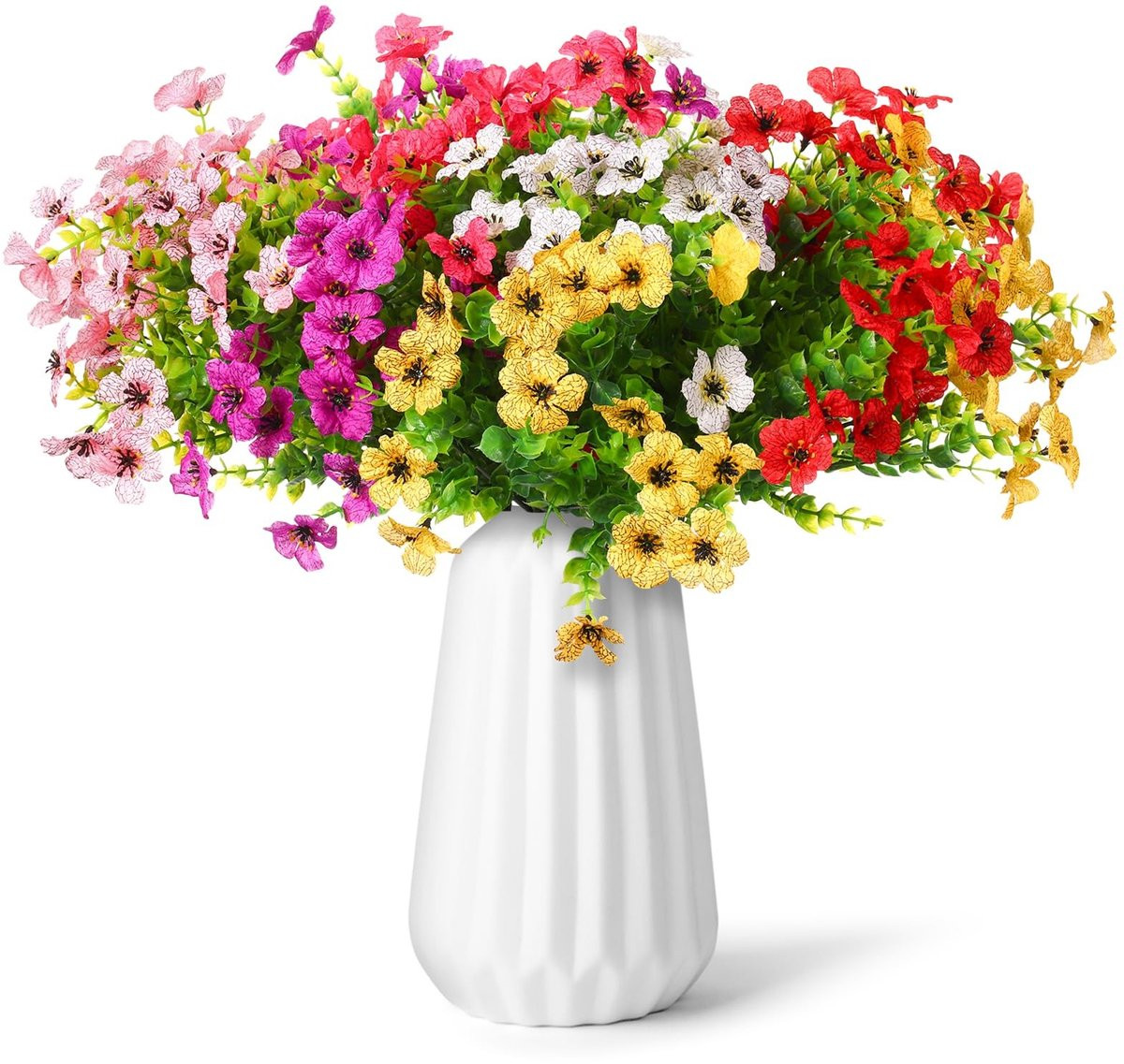 Set van 12 bundels UV-bestendige kunstbloemen voor tuin en decoratie