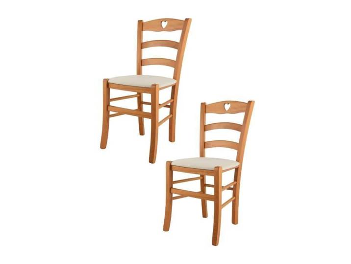 Tommychairs - Set 2 Chaises cuisine CUORE structure en bois de hêtre peindré miel assise en tissu couleur ivoire