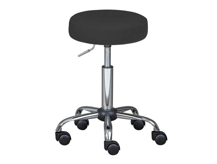 Drehhocker mit chromfabenem Gestell, Schwarz