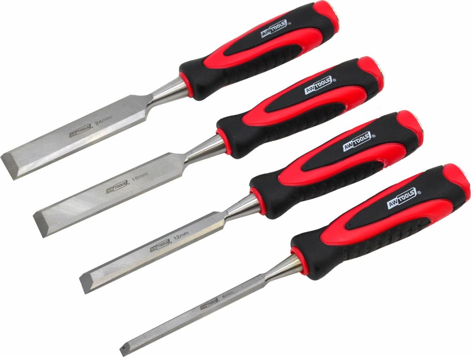 Awtools set van 4 beitels met plastic handgrepen, 6/12/18/24 mm