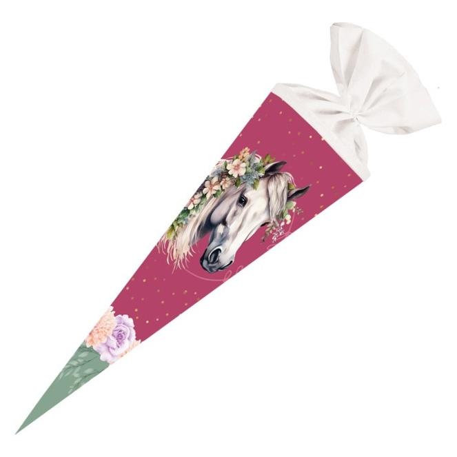 Nestler Schultüte Floral Horse 70cm mit Filzverschluss (70 cm, 1x) (71363599)