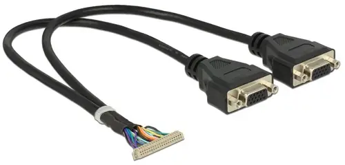 Delock Seriell Anschlusskabel [1x Stecker - 2x VGA-Buchse] 0.34m Schwarz