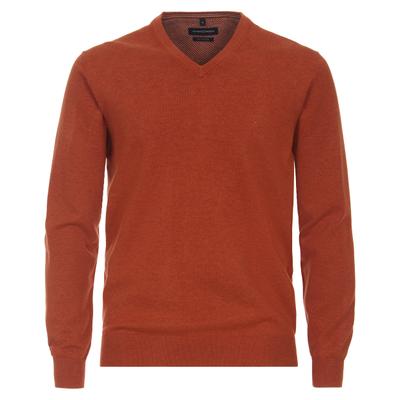 Strickpullover CASAMODA "CASAMODA Pullover uni", Herren, Gr. M, rot (rotorange), 100% Baumwolle, Pullover Strickpullover