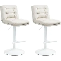 CLP 2er Set Barhocker Damar Samt weiß - Farbe: creme, Gestellfarbe: weiß